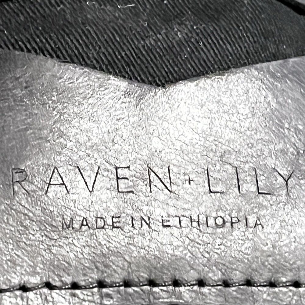 Raven + Lily Ethiopian Leather Crossbody Purse Tote Bag Black Artisan Made EUC - Picture 10 of 16